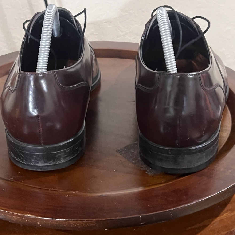 Florsheim Imperial Mens Burgundy Leather Cap Toe Oxford Dress Shoes 630968 10 D - Picture 6 of 12